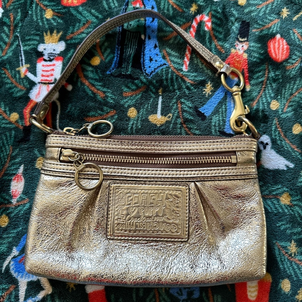 Coach Poppy Metallic Wristlet Clutch